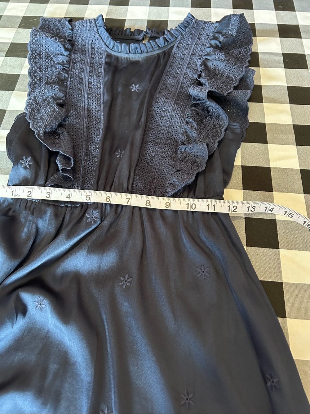 Sunday Best Navy Eyelet Ruffle Mini Dress - Picture 6 of 11